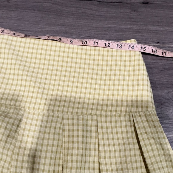 Women’s Checked Pleated Skirt.  Yellow Plaid - Picture 15 of 15